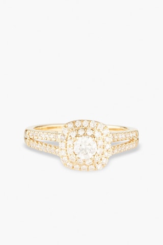 Alliance et solitaire Duo de Bagues Carré Passion - Or jaune et diamants