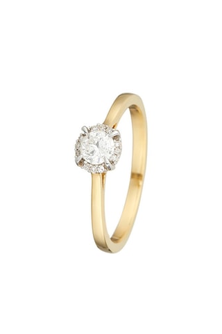 Solitaire Amoureuse - Or jaune, diamants et solitaire