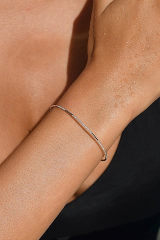 Jonc Divided Line Bangle - Or blanc et diamants