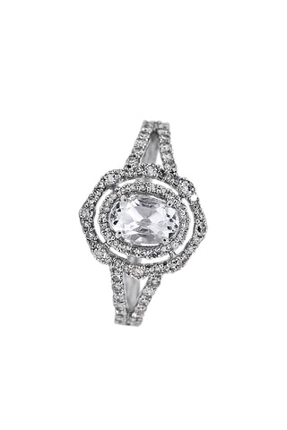 Bague Lycoris - Or blanc, diamants et topaze blanche
