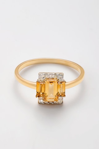 Bague Ayline - Or jaune, diamants et citrines
