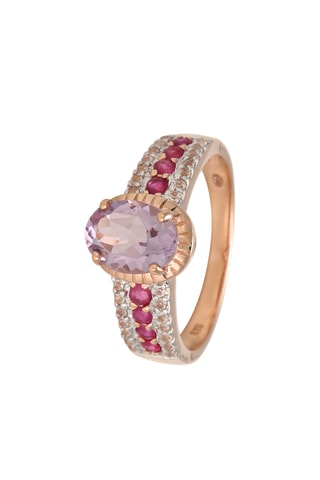 Bague Rhodomix - Or jaune, diamants, améthystes, rhodolites et tourmalines