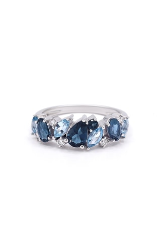 Bague Galaxy - Or blanc, diamants et topazes