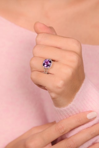 Bague Divine Améthyste - Or blanc, diamants et améthyste