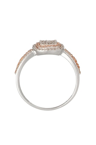 Bague carré antique - Or blanc, or rose et diamants