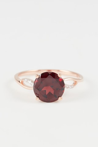 Bague Loïca - Or rose, diamants et grenat