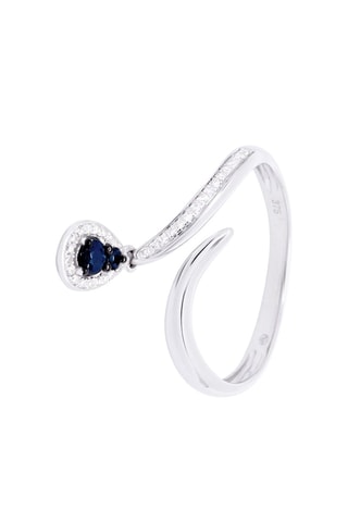 Bague Soélie - Or blanc, diamants et saphir