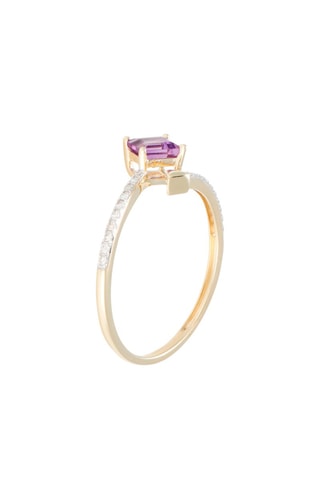 Bague Lenaya - Or jaune, diamants et amethyste