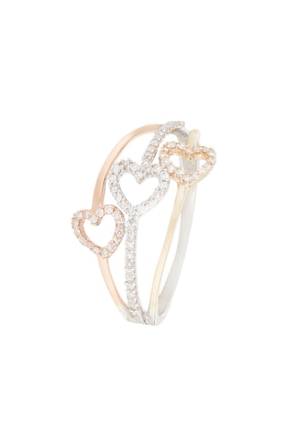 Bague Coeur à la folie - Or blanc, or jaune, or rose et diamants