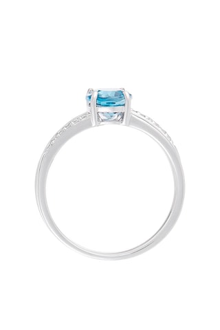 Bague Topazien - Or blanc, diamants et topaze