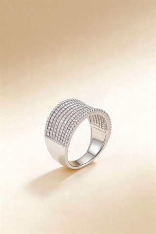 Bague Neuf Rangs Scintillants - Or blanc et diamants