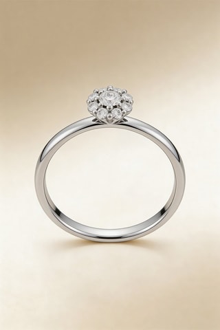 Bague Camelia - Or blanc, diamants et solitaire