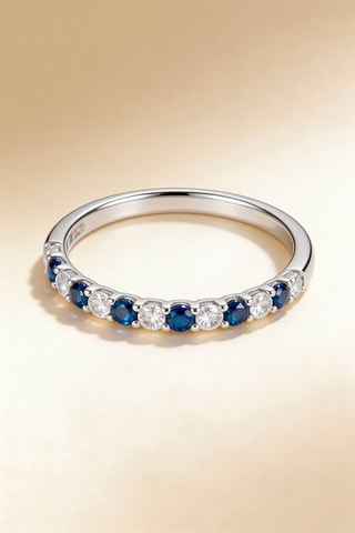 Bague Ecume Bleue - 
Or blanc, saphirs et diamants