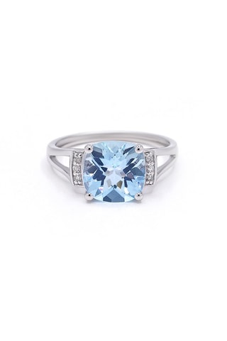 Bague - Or blanc, topaze et diamant