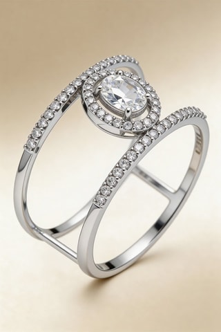 Bague Royaume - Or blanc, diamants et topaze