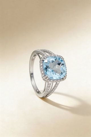 Bague Divine Topaze - Or blanc, topaze et diamants