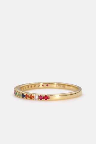Bague Multi Colors - Or jaune, diamants, émeraudes, saphirs et rubis