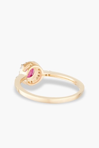 Bague Rond de rubis - Or jaune, diamants et rubis