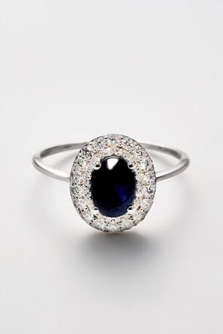 Bague Glénan - Or blanc, diamants et saphir