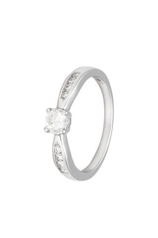 Alliance et solitaire Brillant Duo - Or blanc et diamants