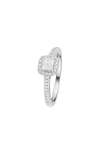 Alliance et solitaire Brillant Duo - Or blanc et diamants