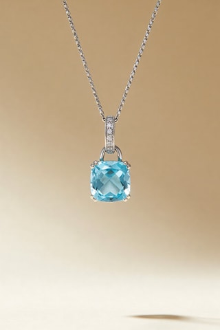 Pendentif Topaze mouvante - Or blanc, topaze et diamants