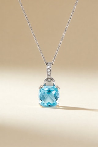 Pendentif Topaze mouvante - Or blanc, topaze et diamants