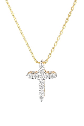 Pendentif Sacrée Croix - Or jaune et diamants