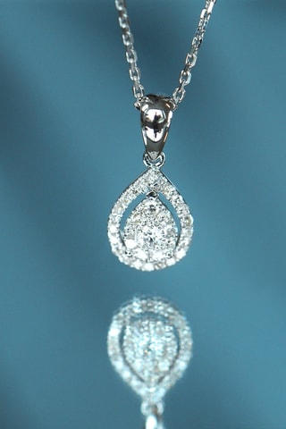 Pendentif Goutte Merveilleuse - Or blanc et diamants