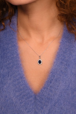 Pendentif Soleil bleu - Or blanc, saphir et topaze