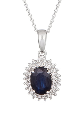 Pendentif Soleil bleu - Or blanc, saphir et topaze