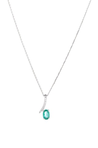 Pendentif Belle Emeraude - Or blanc, diamants et émeraude