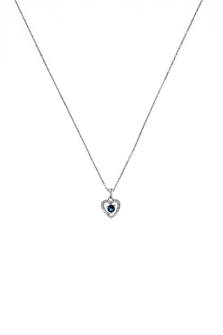 Pendentif Heart - Or blanc, diamants et saphir