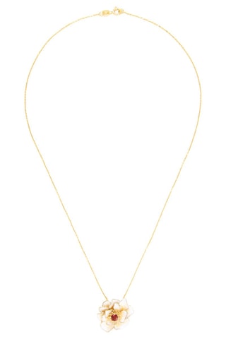 Pendentif Fleur flamboyante - Or jaune et grenat