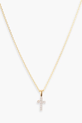 Pendentif Mini croix - Or jaune et diamants
