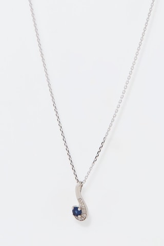 Pendentif Virgule - 
Or blanc, diamants et saphir