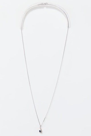 Pendentif Virgule - 
Or blanc, diamants et saphir