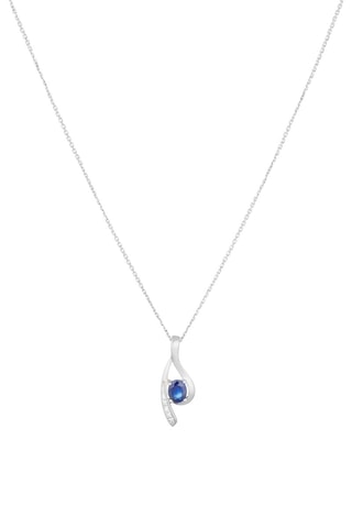 Pendentif Blue Tear - Or blanc, diamants et saphir