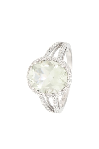 Bague - Or blanc, améthyste et diamants