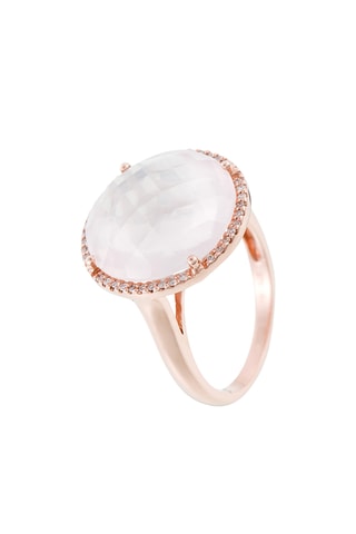 Bague - Or rose, diamants et quartz