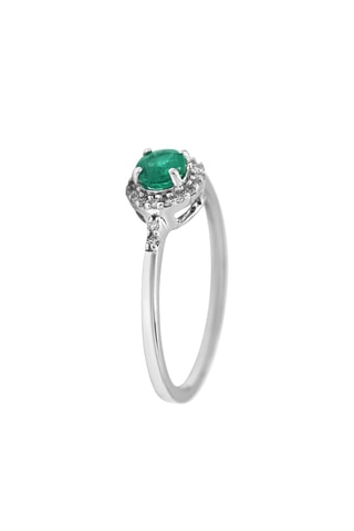 Bague - Or blanc, diamants et émeraude
