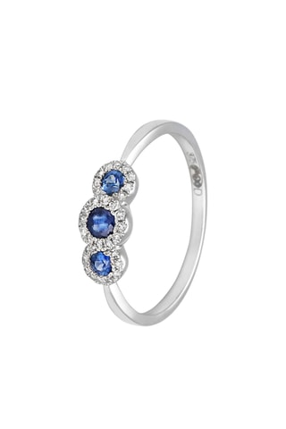 Bague - Or blanc, diamants et saphirs