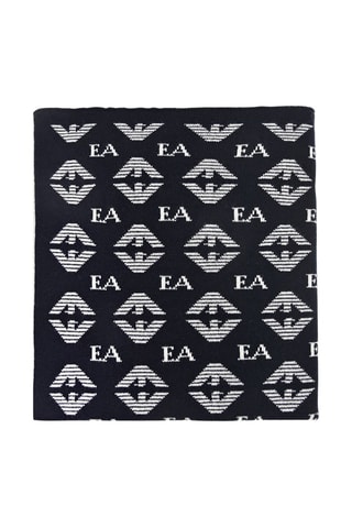 Couverture en laine, soie et cachemire - Bleu marine - Emporio Armani