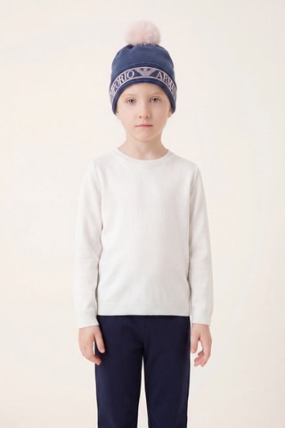 Bonnet à pompon et écharpe en laine - Blanc marine