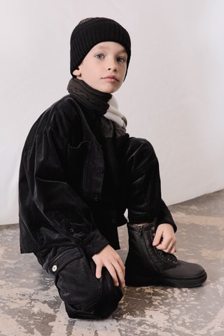 Bonnet et écharpe en laine - Noir