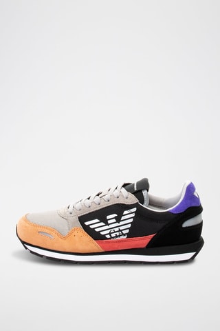 Baskets en nubuck - Noir et orange - Emporio Armani