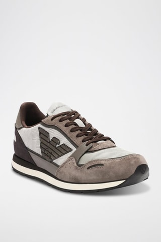 Baskets en nubuck - Rouge brique - Emporio Armani