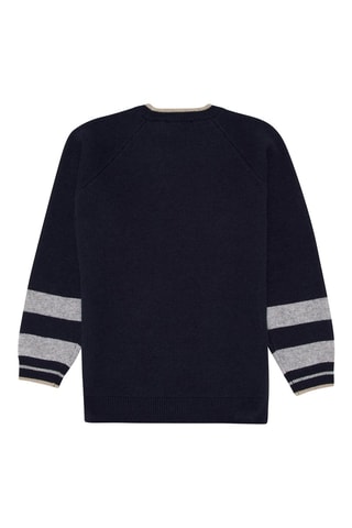 Pull en laine vierge et cachemire - Bleu marine