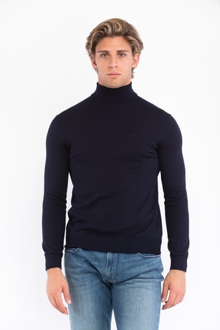 Pull en laine vierge - Bleu foncé - Emporio Armani