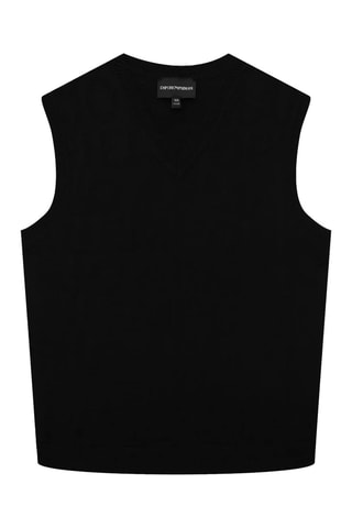 Pull sans manches en laine vierge - Bleu marine - Emporio Armani